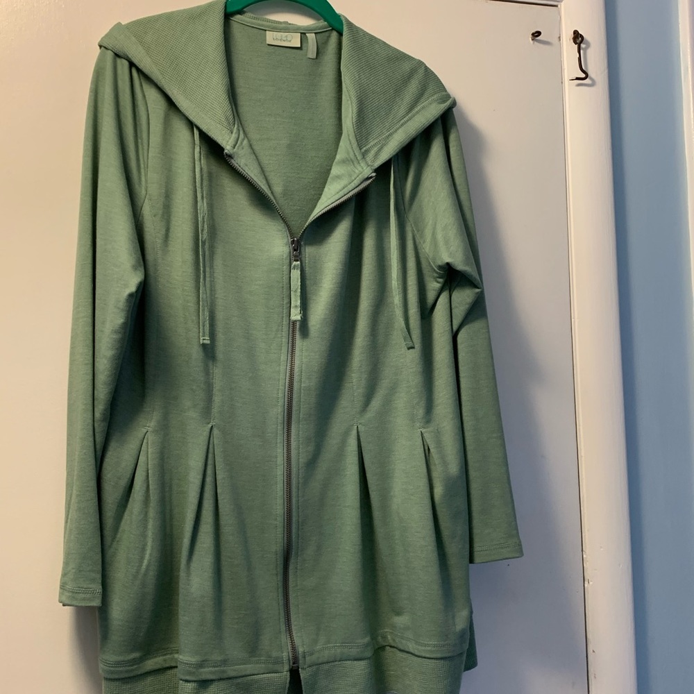 Hooded zip up cardigan.